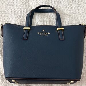 Kate Spade Dark Blue Satchel with Gold Accents